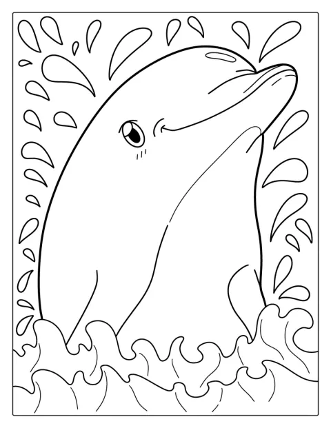 Egy mosolygós delfin csobban a vízben.