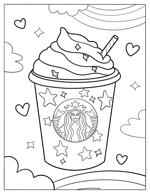 En Starbucks-frappe glittrar med stjärnliknande detaljer.