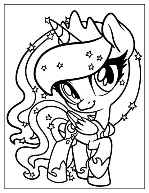 Prinsesse Luna er tegnet som en søt chibi-figur.
