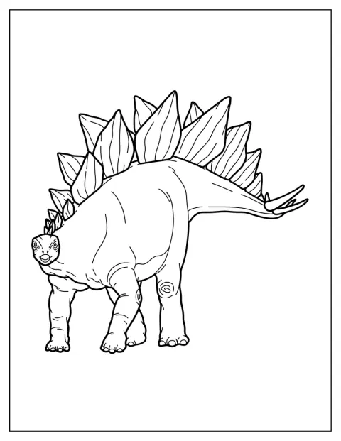 En detaljerad Stegosaurus visar sina ryggplattor och taggar.