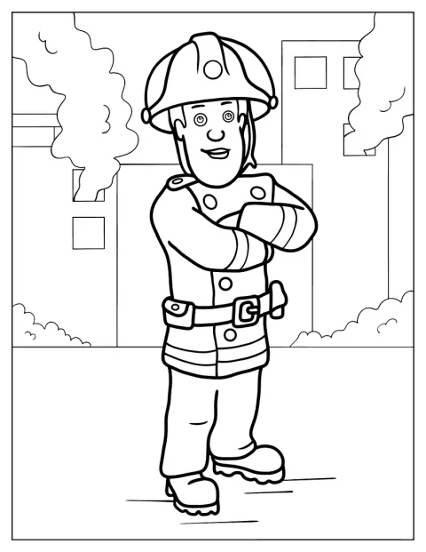 Ein Feuerwehrmann ist mit einfachen Konturen dargestellt.