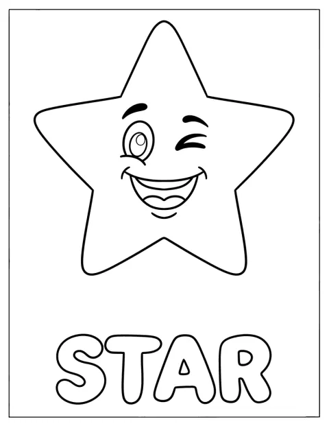 En liten stjerne blunker med et vennlig smil.