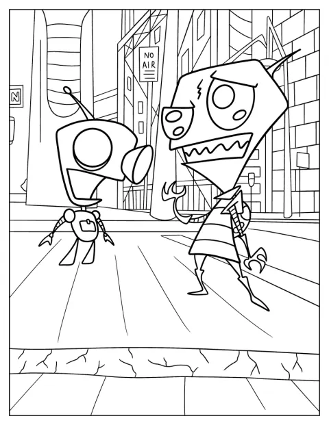 Zim ze seriálu Invader Zim je zachycen v detailní kresbě.