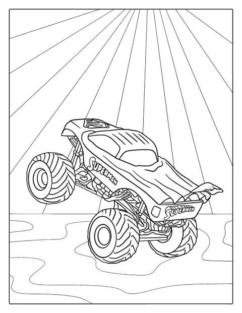 Egy Superman témájú monster truck látható.
