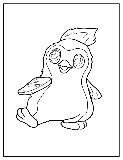 Penguala steht mit einem freundlichen Lächeln da.