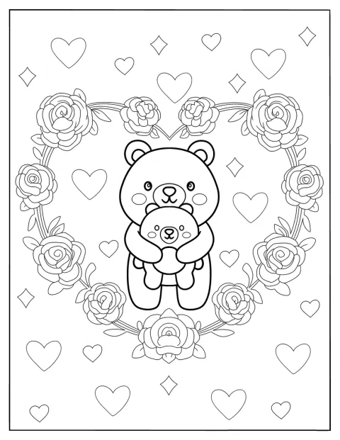 大きなテディベアが、小さなテディベアをぎゅっと抱きしめています。