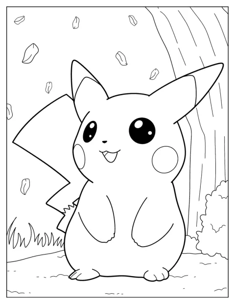 Pikachu mira al frente con sus grandes ojos.