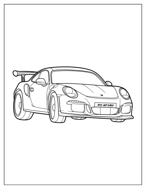 Um Porsche 911 GT3 RS surge de perfil, com linhas simples.