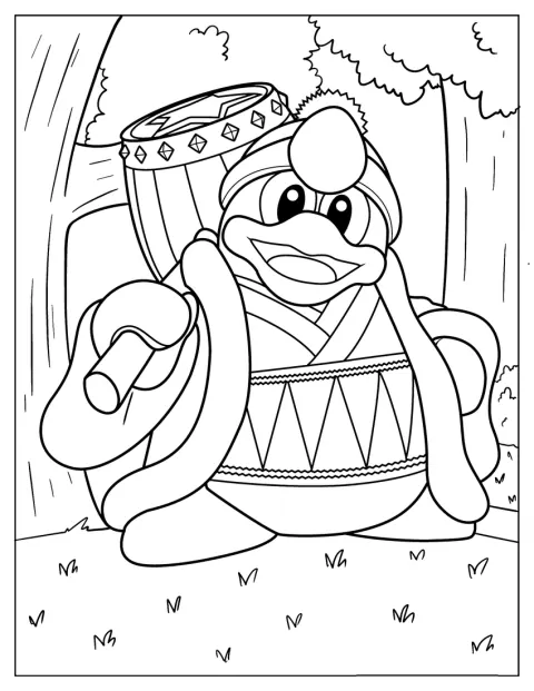 Cute Super Smash Bros Coloring Page Of King Dedede With Hammer
