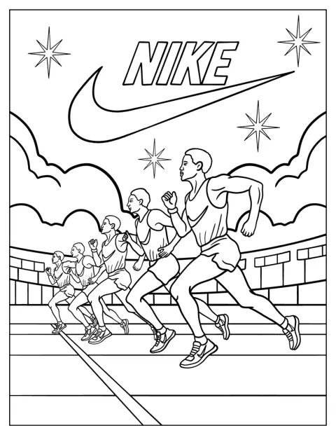 Vários atletas Nike fazem uma corrida de velocidade numa pista.