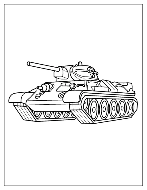 タミヤの戦車をシンプルな輪郭で描いています。