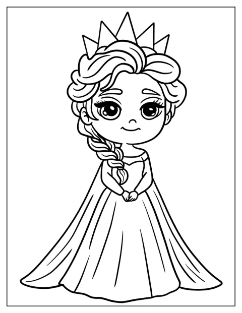 Dronning Elsa bærer en krone på hovedet.
