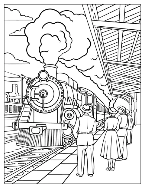 Passagiers wachten op het perron terwijl een stoomtrein het station binnenrijdt.
