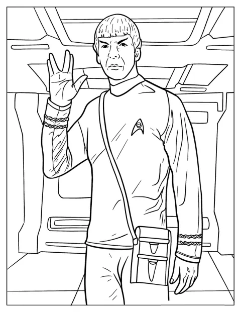 Spock løfter hånden i den vulcanske hilsen.