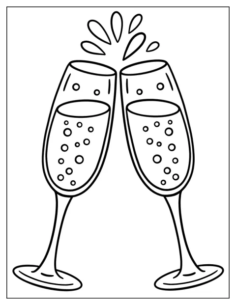 Varias copas de champán se alzan para celebrar una boda.