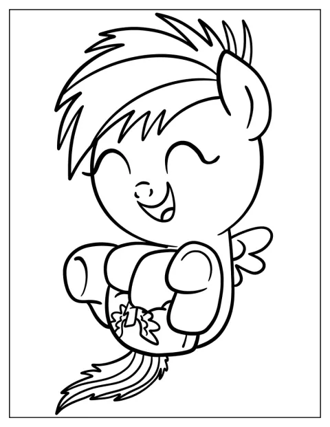Rainbow Dash apparaît sous les traits d’un adorable bébé.