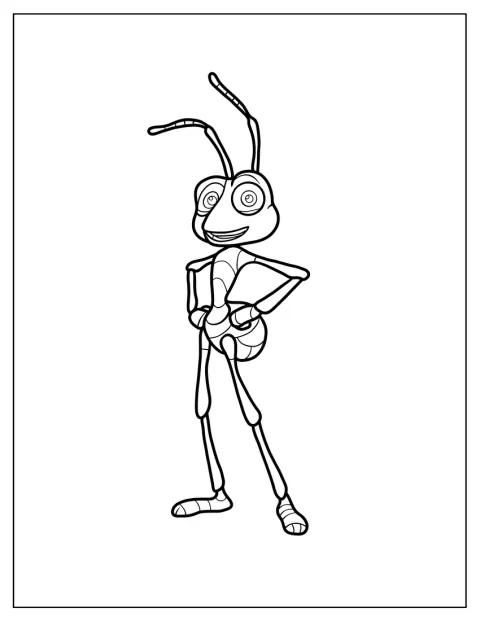 Flik, de Bichos, se muestra de cuerpo entero con sus antenas y patas.