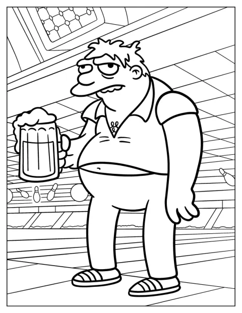 Barney Gumble pitää olutta kädessään.