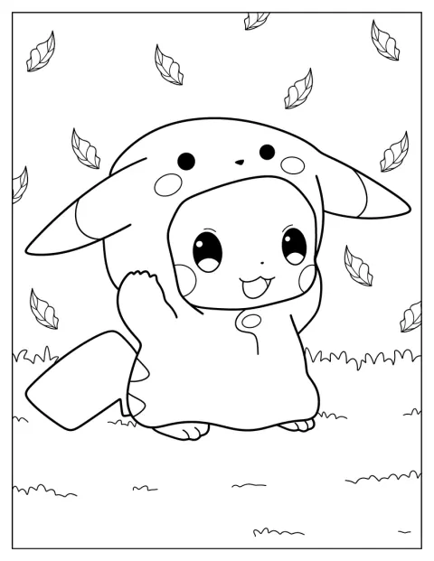 Een schattige, kleine Pikachu kijkt nieuwsgierig om zich heen.