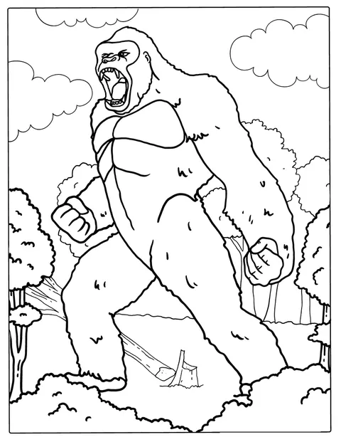 King Kong, um gorila imponente, aparece em destaque.