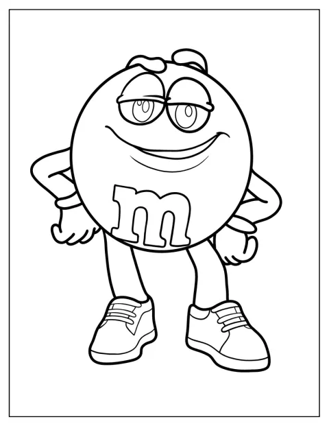 Easy Red M&M's Coloring Page For Kids