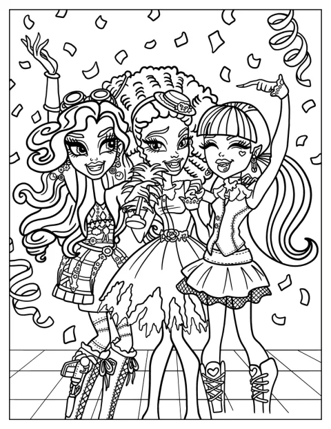 Le tre protagoniste di Monster High ballano insieme.