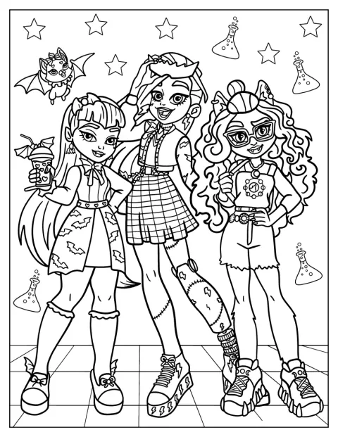 Le Monster High Draculaura, Frankie Stein e Clawdeen Wolf sono riunite insieme.