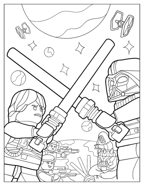 Luke Skywalker și Darth Vader se înfruntă într-o luptă LEGO.