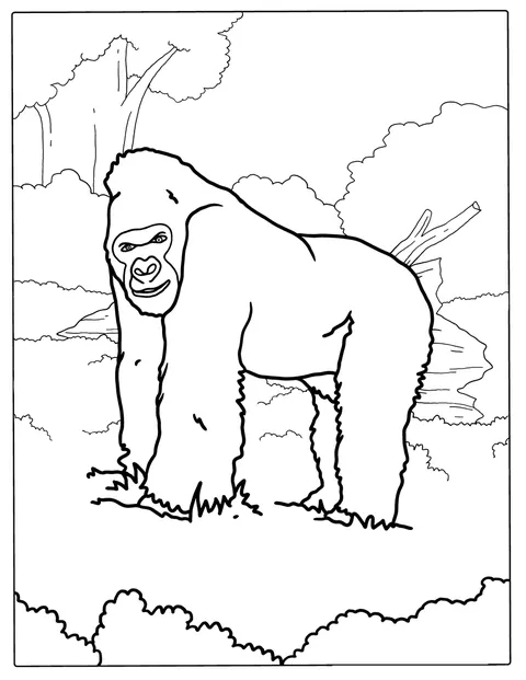 En silverryggsgorilla står framåtvänd.