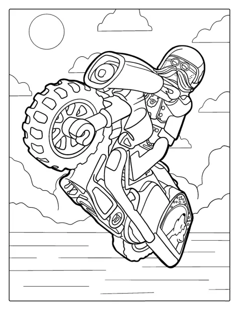 Une moto Lego est représentée de profil.