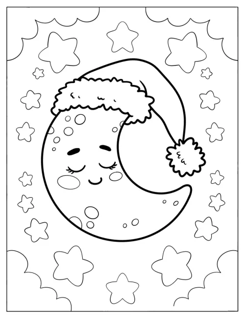 Een maansikkel dommelt weg met een hoed op.