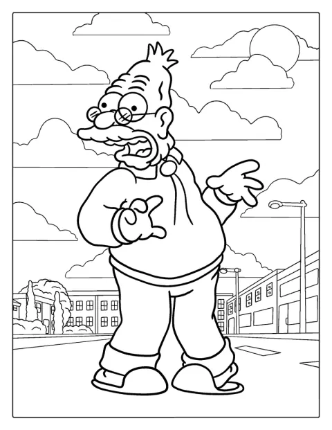 Grandpa Simpson steht allein und blickt nach vorn.