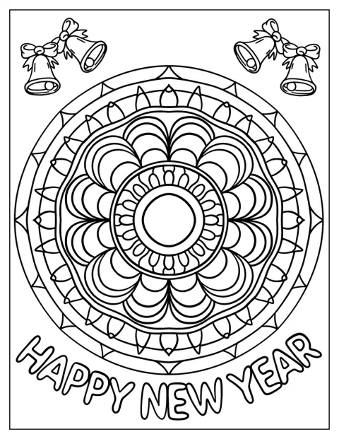 Orden Gott nytt år står under en festlig mandala.