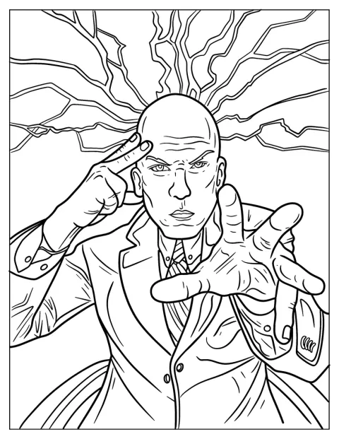 X-Men Coloring Page Of Professor X Using Telepathic Powers