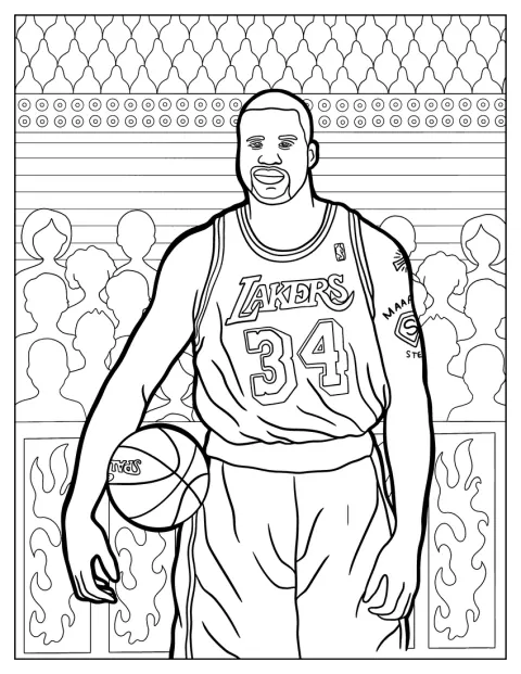 Shaquille O’Neal står med en basketball klar til å spille.