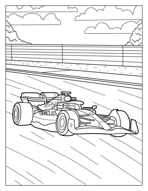 F1-urheiluauto kilpailee radalla.