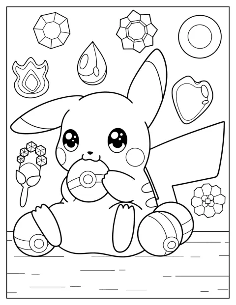 Coloring Page Of Pikachu Biting Pokeball