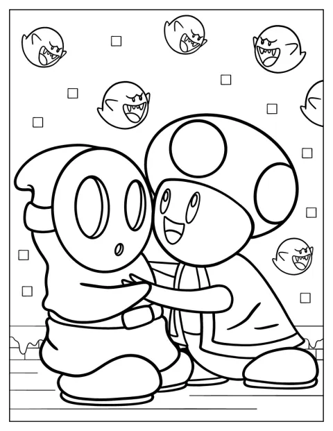 Toad giver Shy Guy et varmt kram.