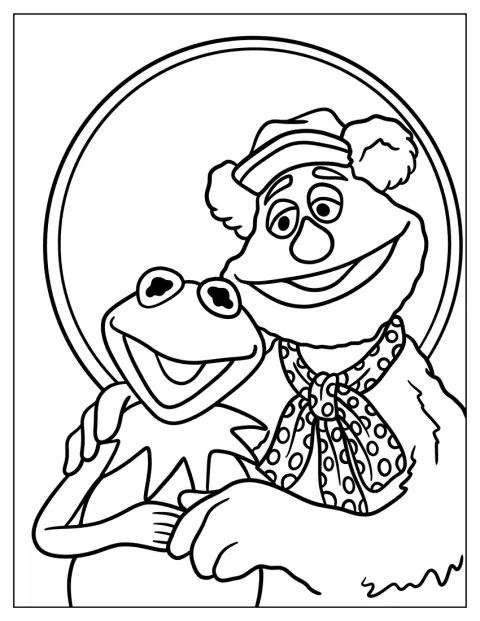 Kermit står sammen med Fozzie.