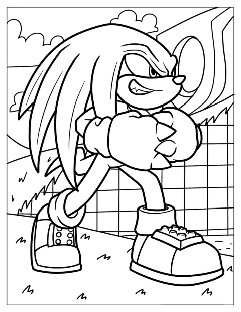 Knuckles affiche un sourire narquois dans un portrait détaillé.