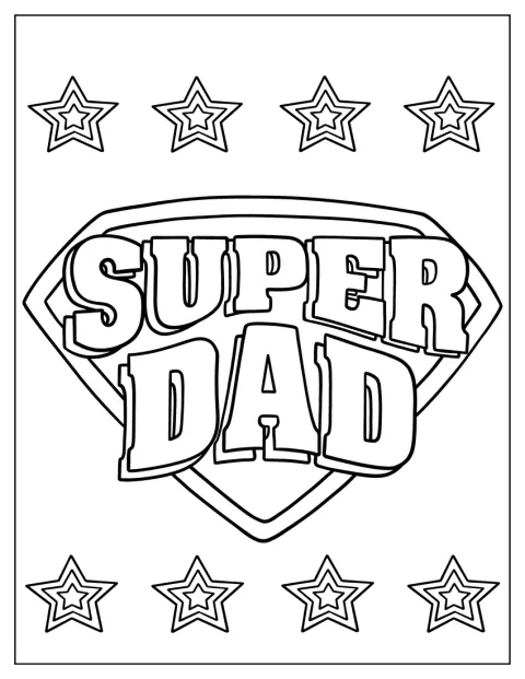 Der Schriftzug „Super-Papa“ steht in einem schildförmigen Symbol.