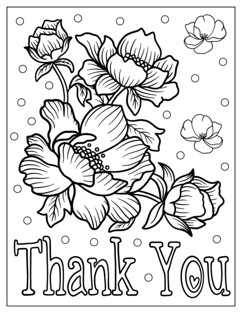 写実的な花々の中央に、「ありがとう」の文字が描かれています。