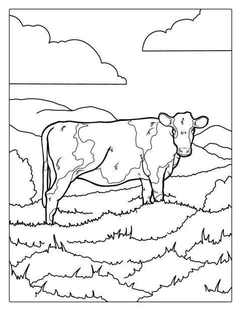 Una vaca parda suiza está de pie en un campo.