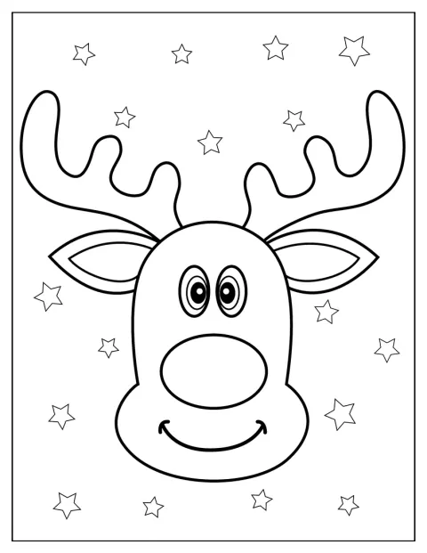 Rudolph aparece em estilo de desenho animado com grandes hastes.