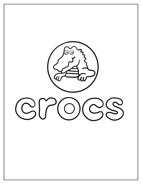Logo-ul Crocs apare în prim-plan, cu numele mărcii și emblema sa.