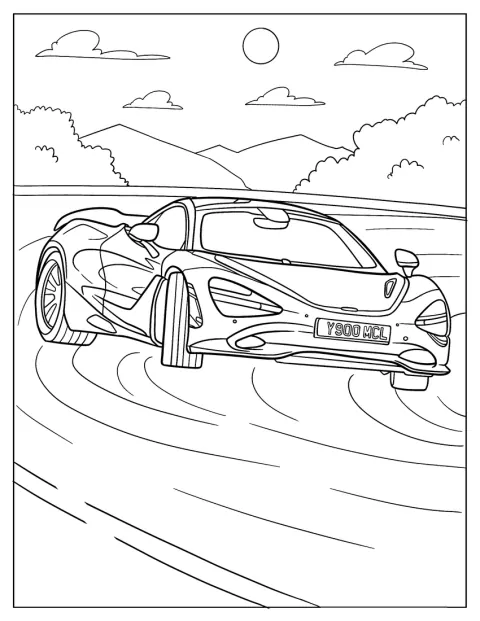 Um McLaren 720S exibe linhas elegantes e uma silhueta aerodinâmica.