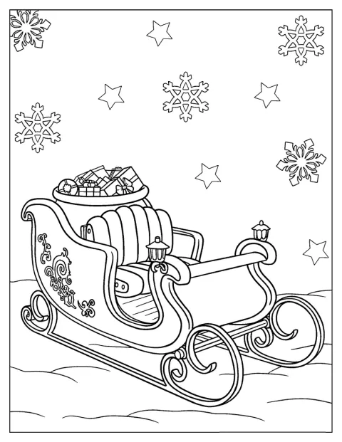 Santa’s Sleigh To Color