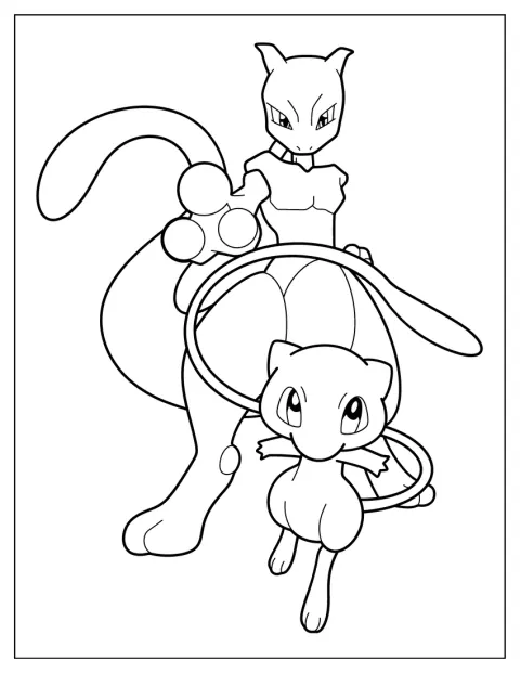 Mew står sammen med Mewtwo.
