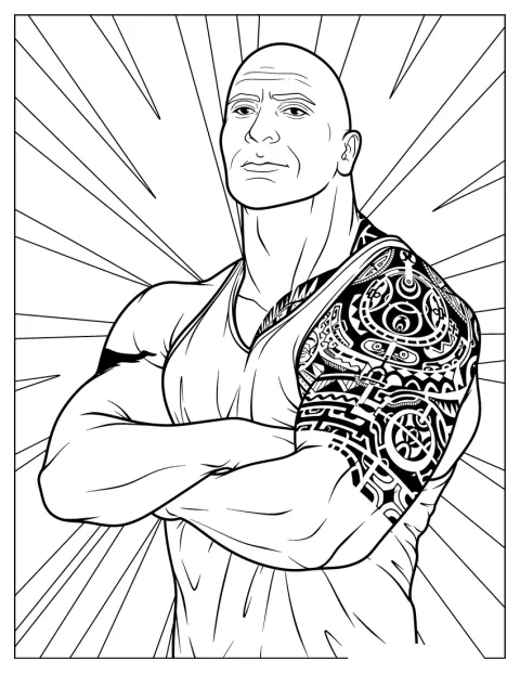 Un portrait détaillé représente Dwayne Johnson, connu sous le nom de The Rock.