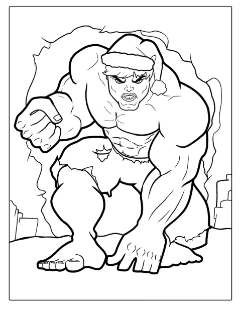 Hulk aparece con detalles festivos inspirados en la Navidad.